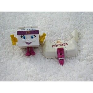 McDonald's Happy Meal Toys Changeables Milk Carton + Hotcakes Lot GUC 90s VTG